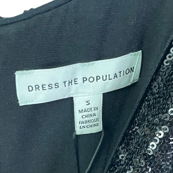 Dress the Population Black Rory Sleeveless Sequin Dress With Fringe Small Midi - Picture 8 of 11